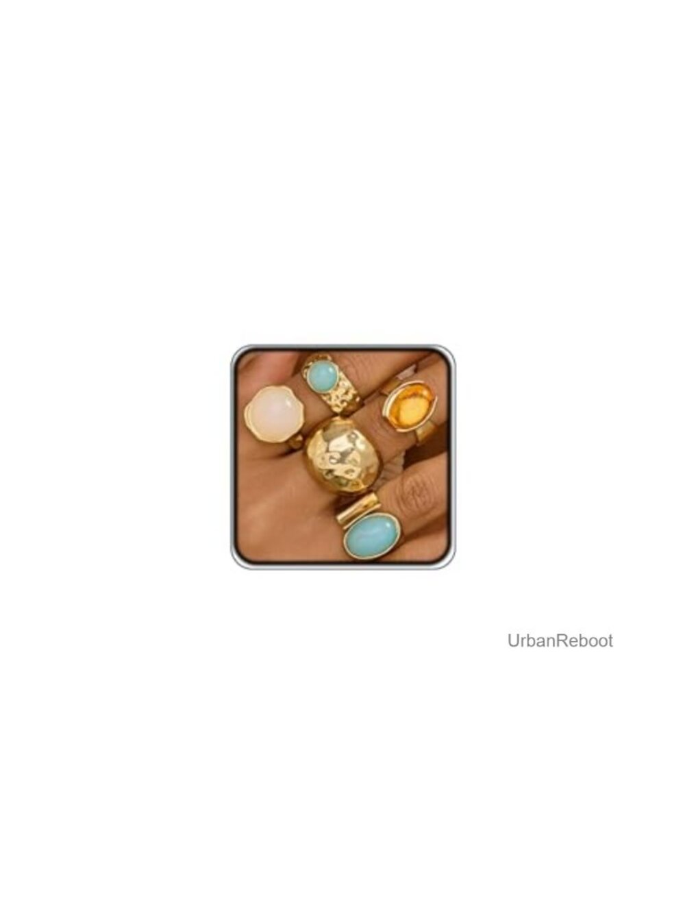 Chunky Gold Stack Geometric Statement Rings for Women